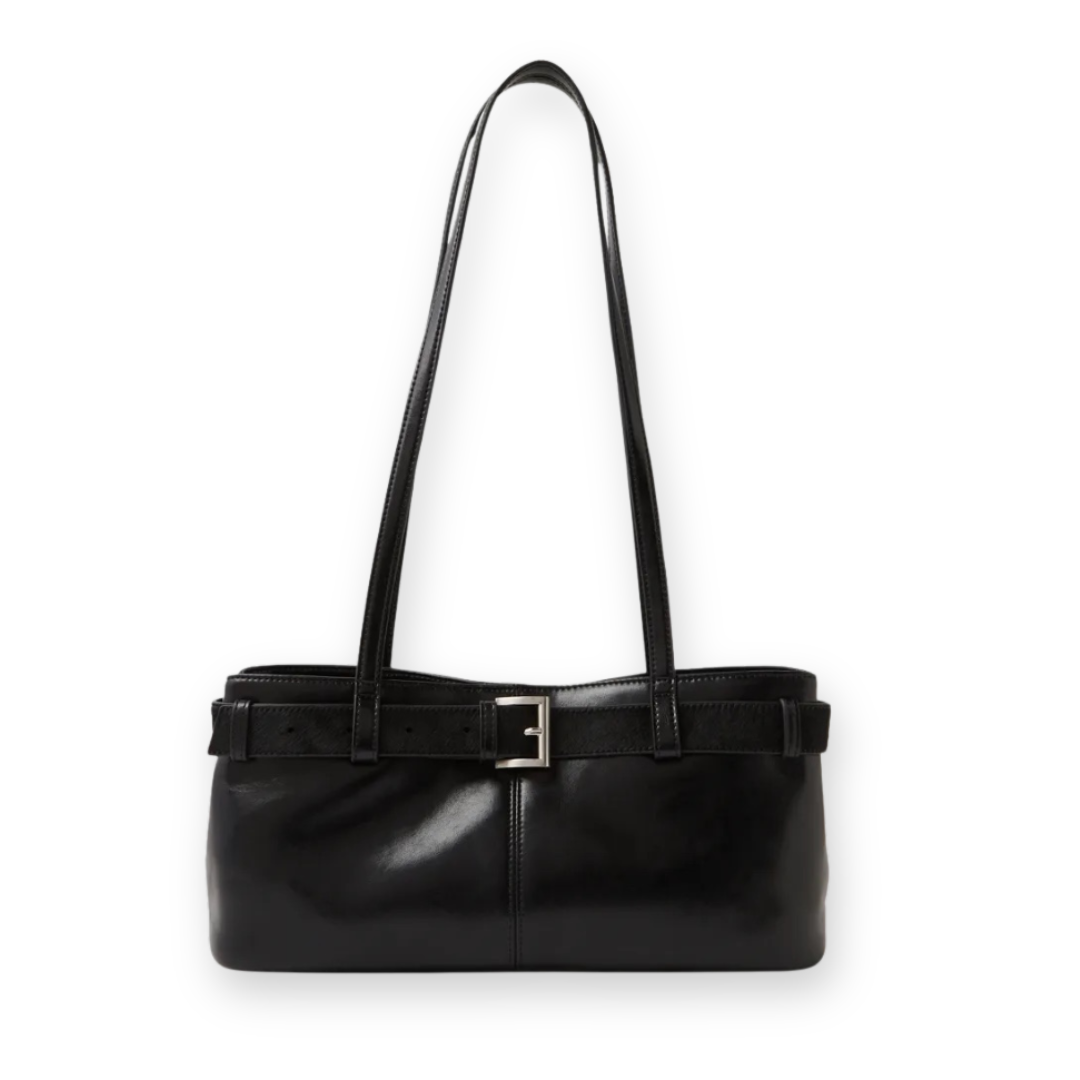MOLLINI - TILDA SHOULDER BAG IN BLACK LEATHER