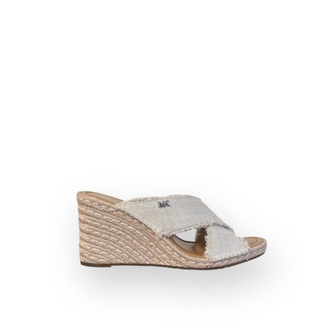 MICHAEL KORS - KENZIE WEDGE SANDAL IN LINEN PALE HEMP