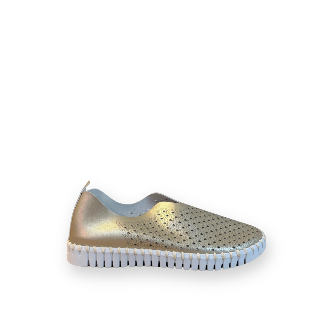 ILSE JACOBSEN - TULIP3576 FLAT IN PLATIN SYNTHETIC LEATHER