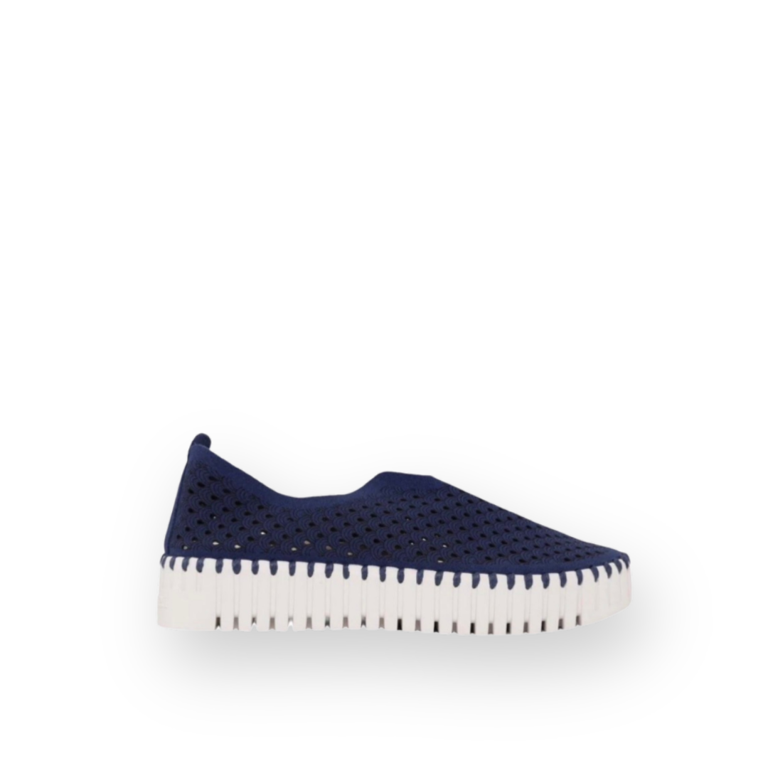 ILSE JACOBSEN - TULIP3373 PLATFORM FLAT IN DARK INDIGO TEXTILE