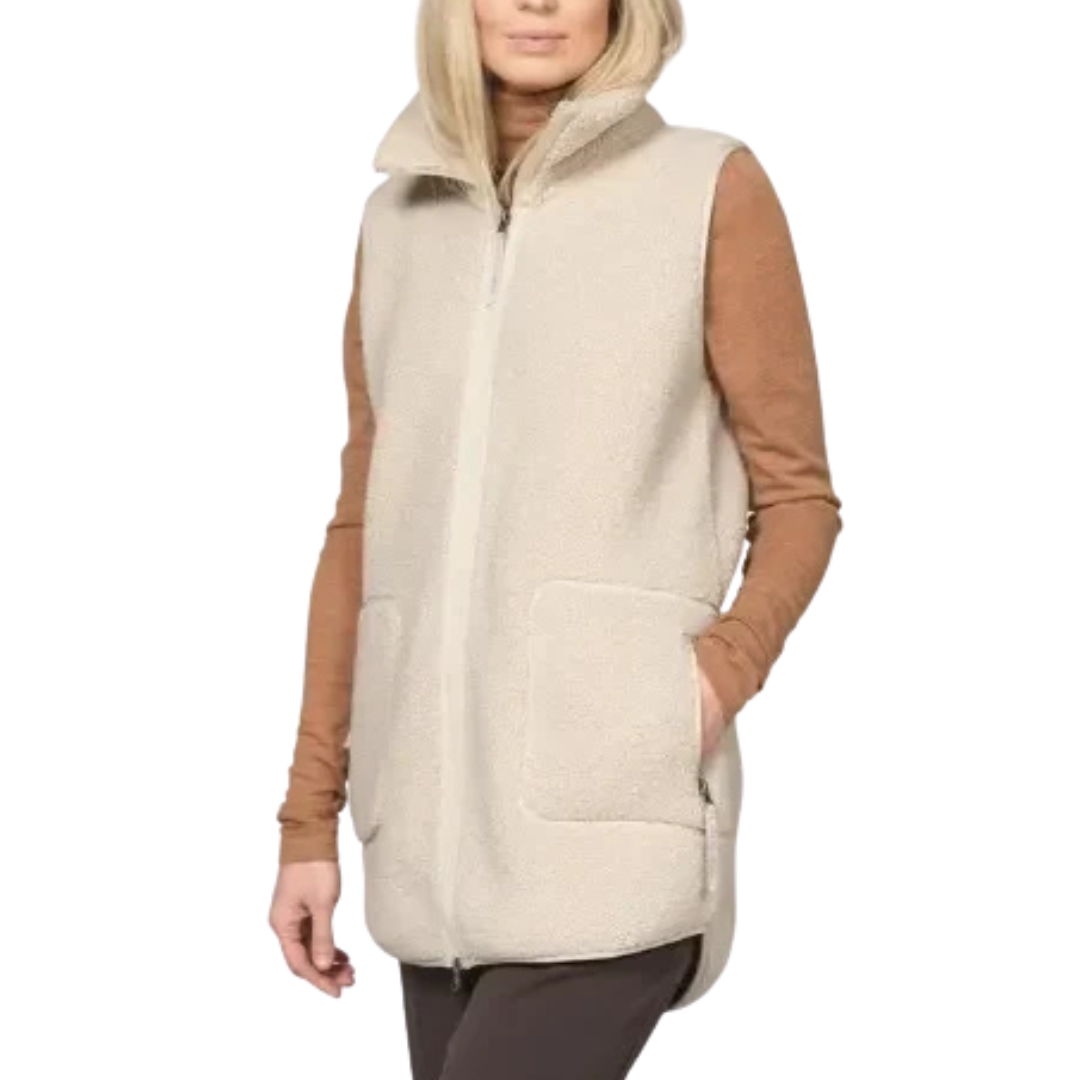 ILSE JACOBSEN - LONG COLLARED VEST BONDEDPILE02 IN KIT FLEECE