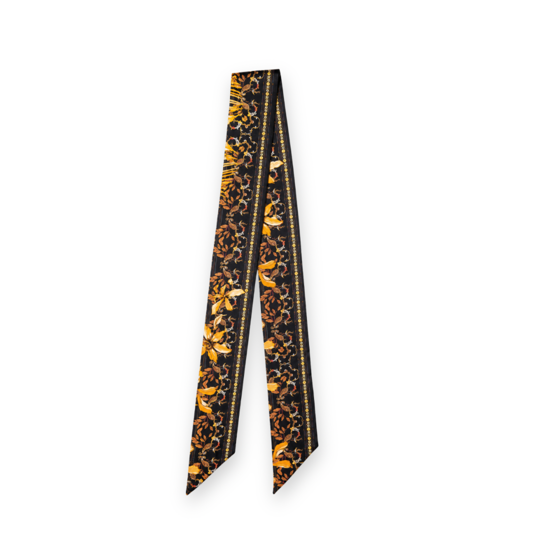 PALM PALM - DIANA TWILLIE SCARF IN BLACK MULTI SILK