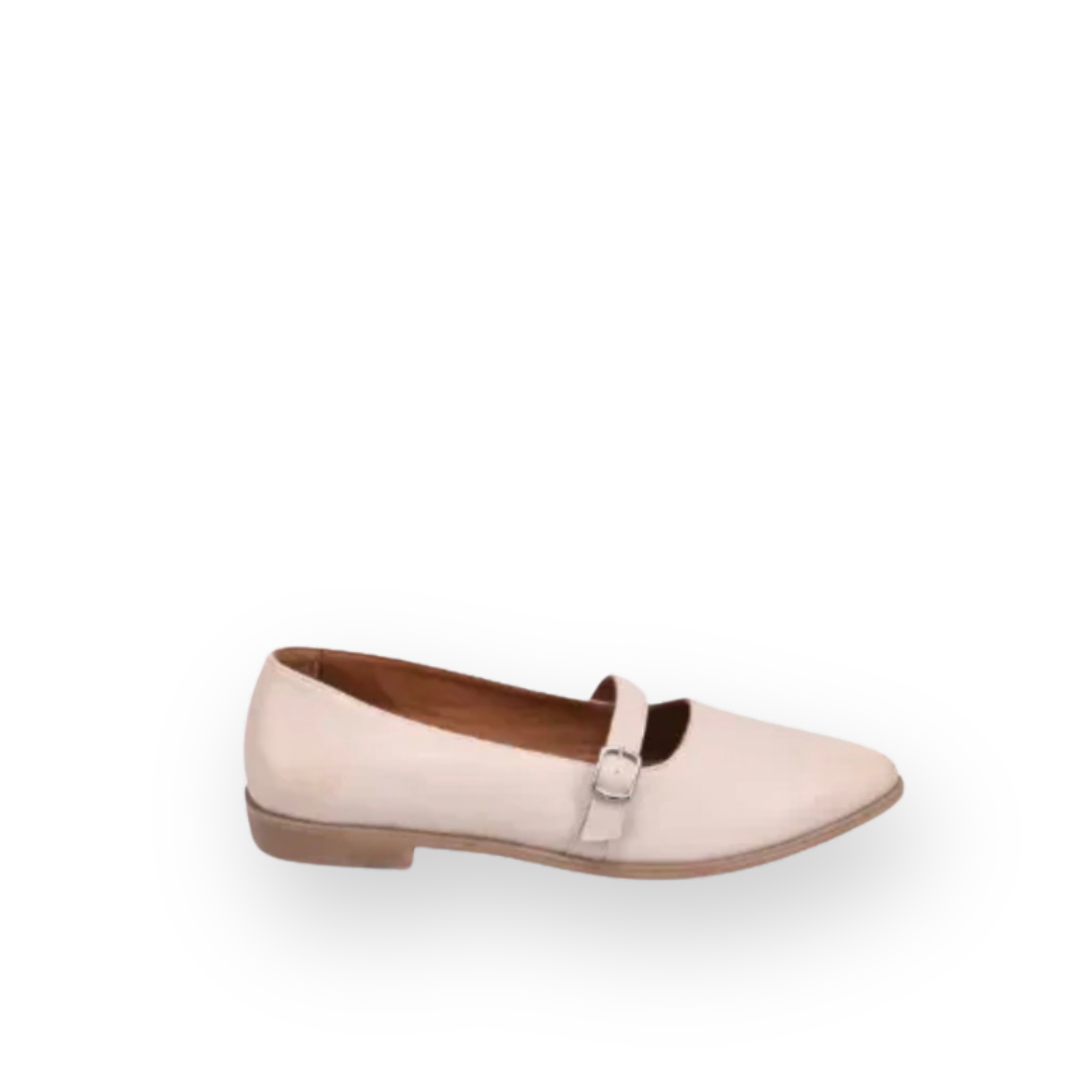 BUENO - BOBBI FLAT IN LIGHT GREY LEATHER
