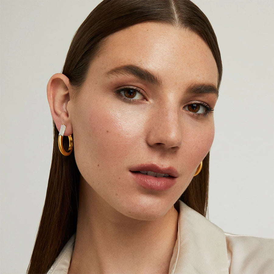 DEAN DAVIDSON - REVIVAL GEMSTONE SMALL HOOPS IN MOONSTONE/GOLD