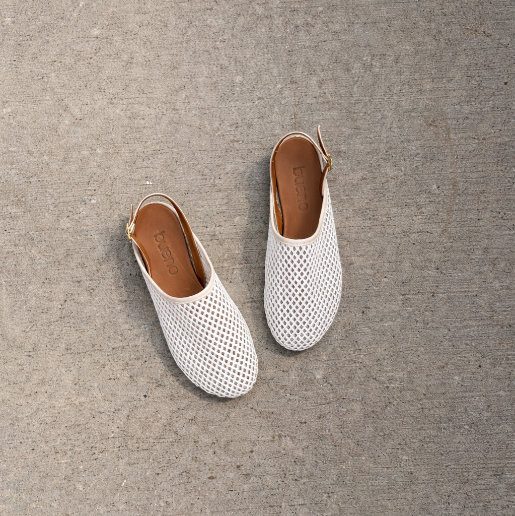 BUENO - AUBREY SLINGBACK MULE IN CREAM MESH