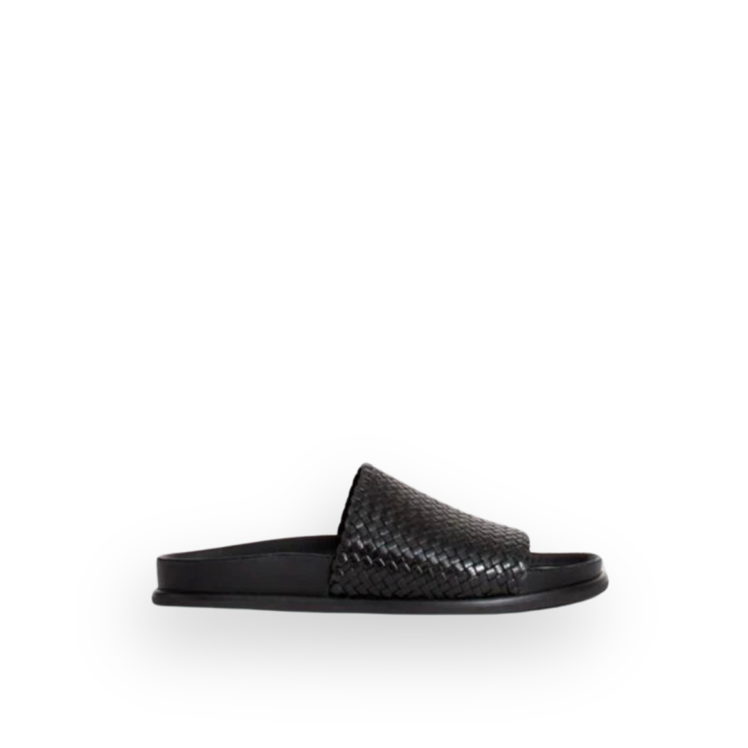 VAGABOND SHOEMAKERS - EFFIE SLIDE SANDAL IN BLACK WOVEN LEATHER