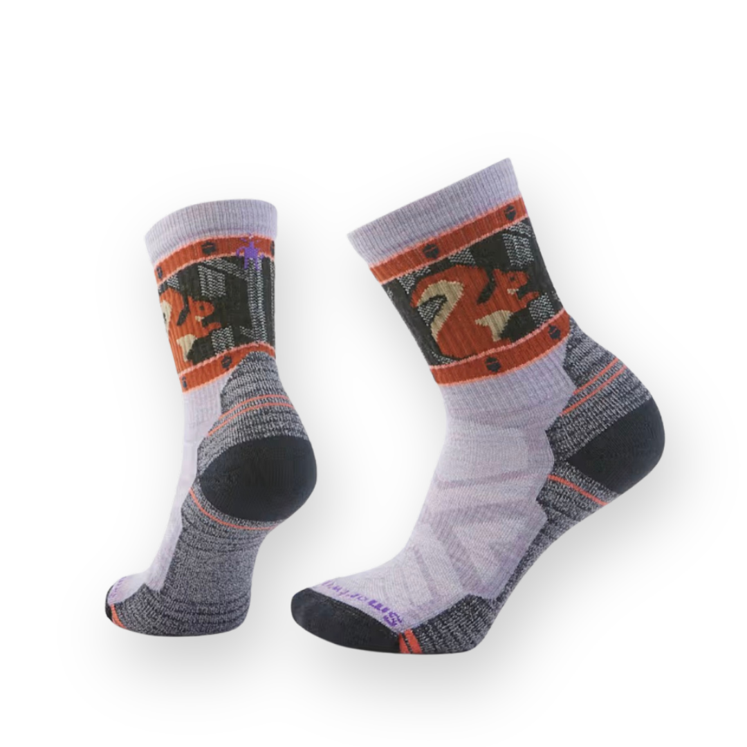 SMARTWOOL - HIKE LIGHT CUSHION TARGETED SQUIRRELY CREW SOCK IN PURPLE ECLIPSE