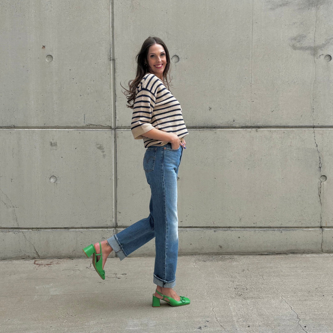 ATELIERS - EUROPA SLINGBACK PUMP IN GREEN LEATHER