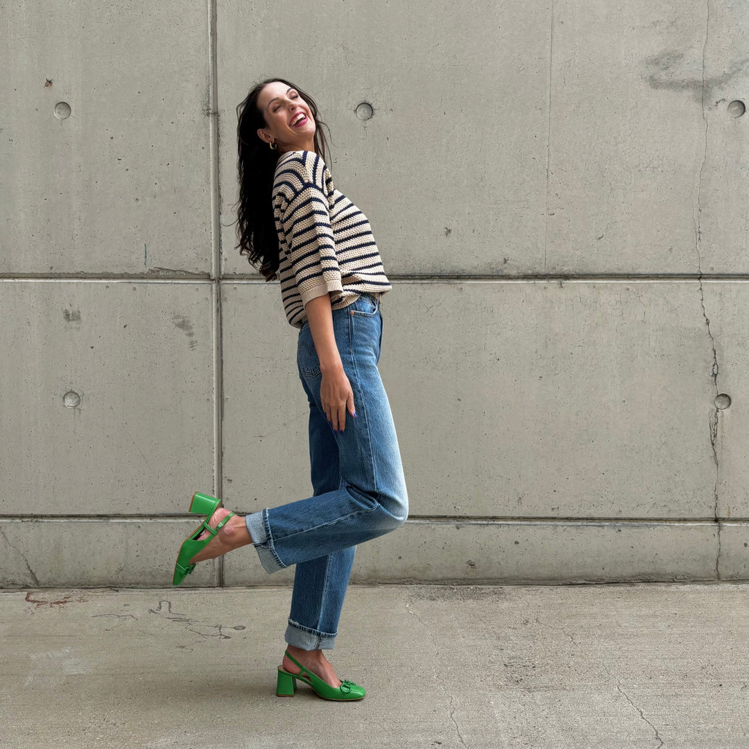 ATELIERS - EUROPA SLINGBACK PUMP IN GREEN LEATHER