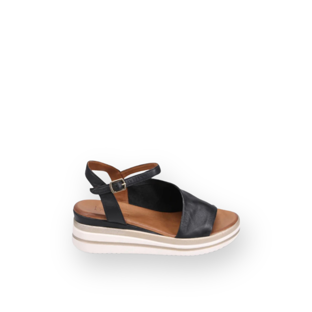 BUENO - CARMELA SANDAL IN BLACK LEATHER
