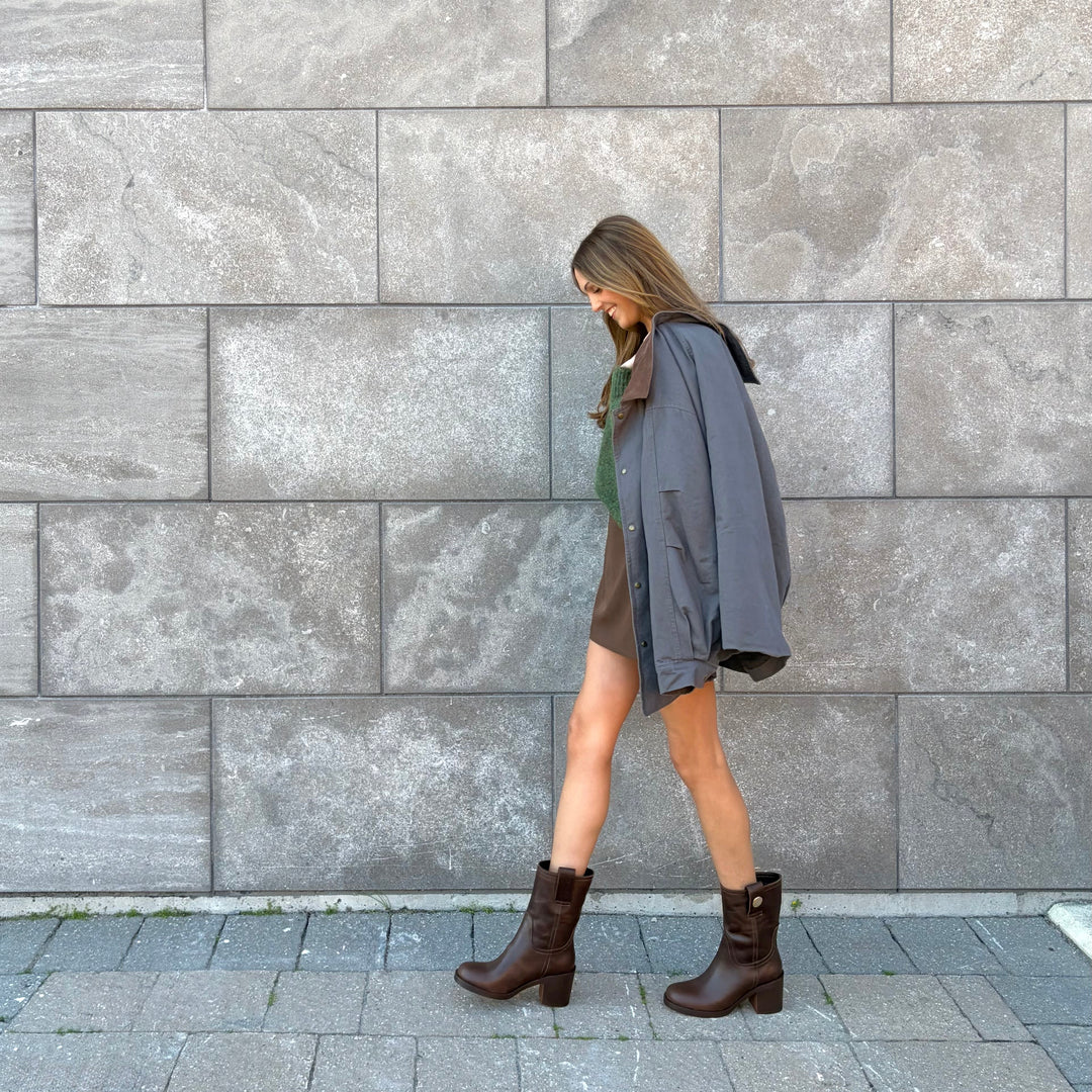 BUENO - ZURI BOOT IN BROWN LEATHER