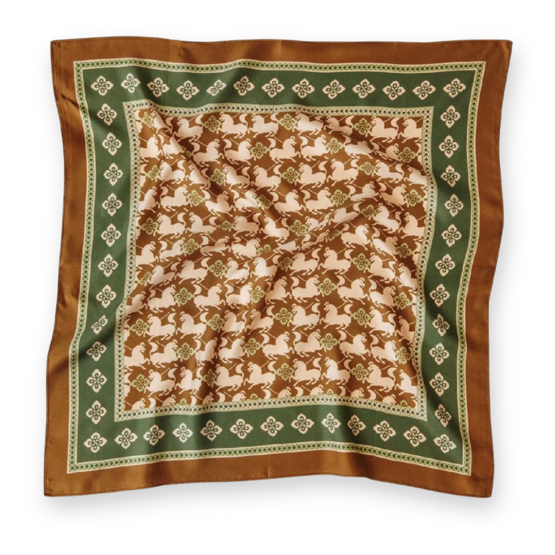 PALM PALM - ANA SQUARE SCARF IN BROWN MULTI SILK
