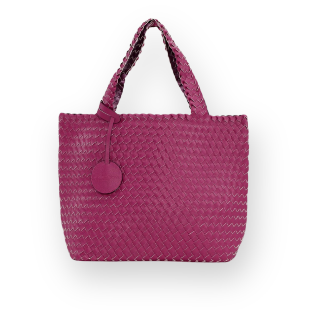 ILSE JACOBSEN - REVERSIBLE TOTE BAG IN MAGENTA HAZE/METALLIC SYNTHETIC LEATHER