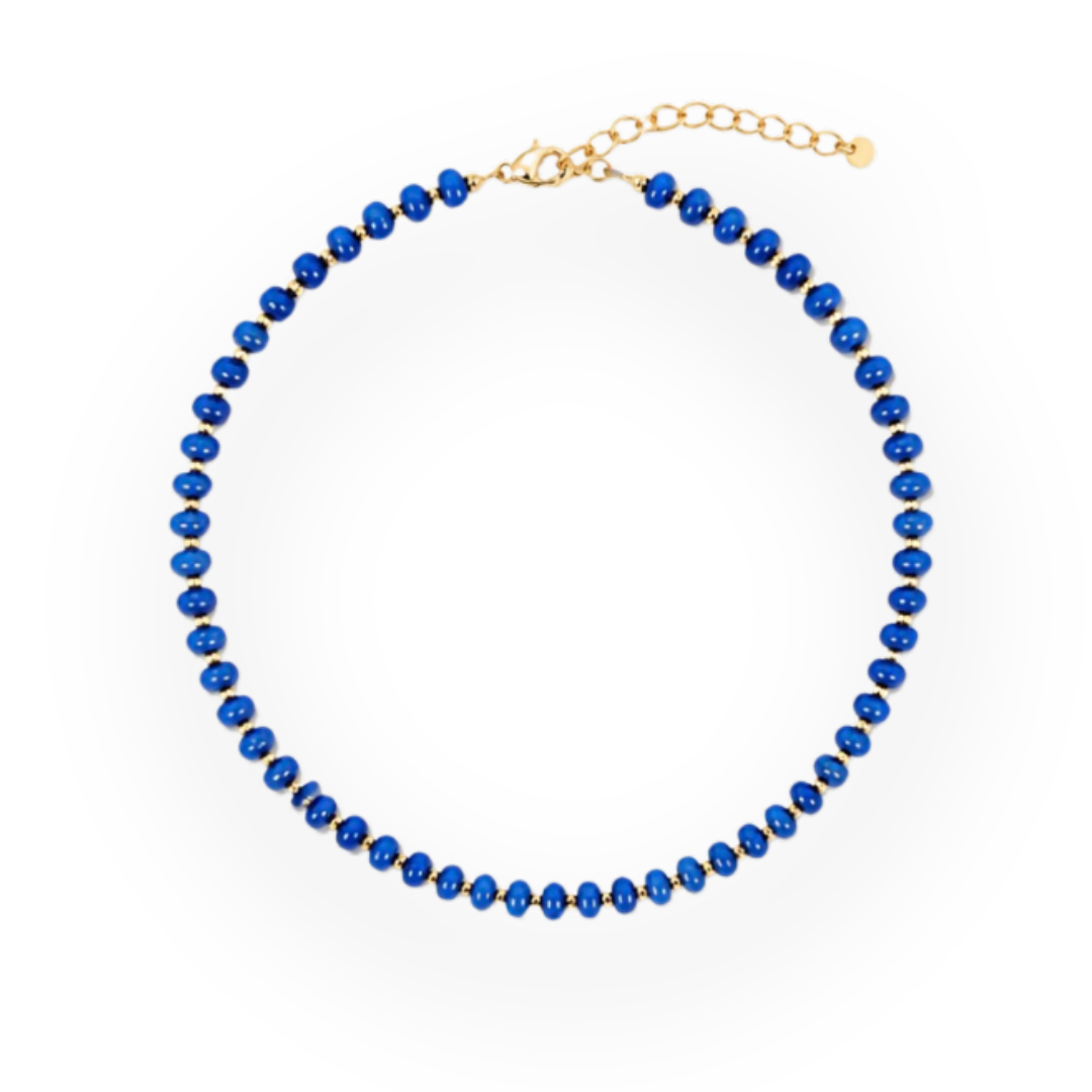 THE SILVER WREN - WILLOW CANDY BEADED NECKLACE IN BLUE