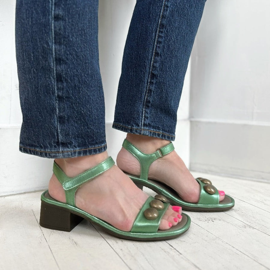 FLY LONDON - EXIE487FLY SANDAL IN METALLIC GREEN LEATHER