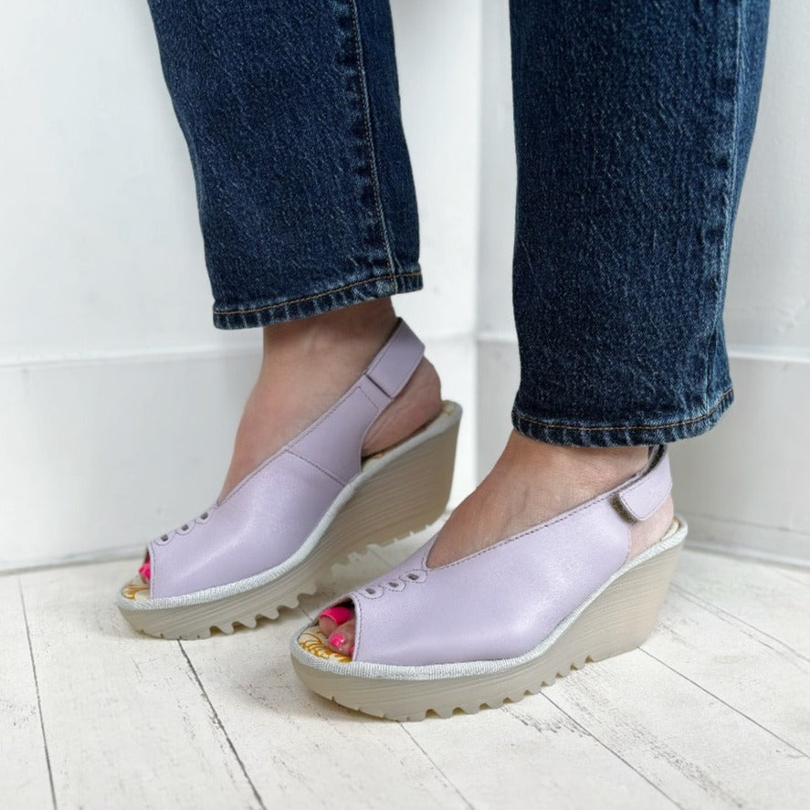 FLY LONDON - YEAY387FLY WEDGE SANDAL IN VIOLET NUBUCK