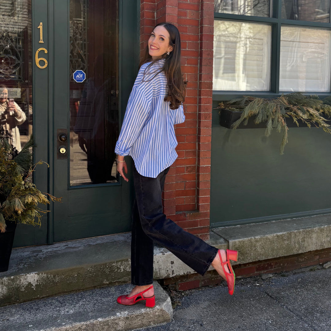 FLY LONDON - SOKI SLINGBACK PUMP IN SCARLET RED LEATHER