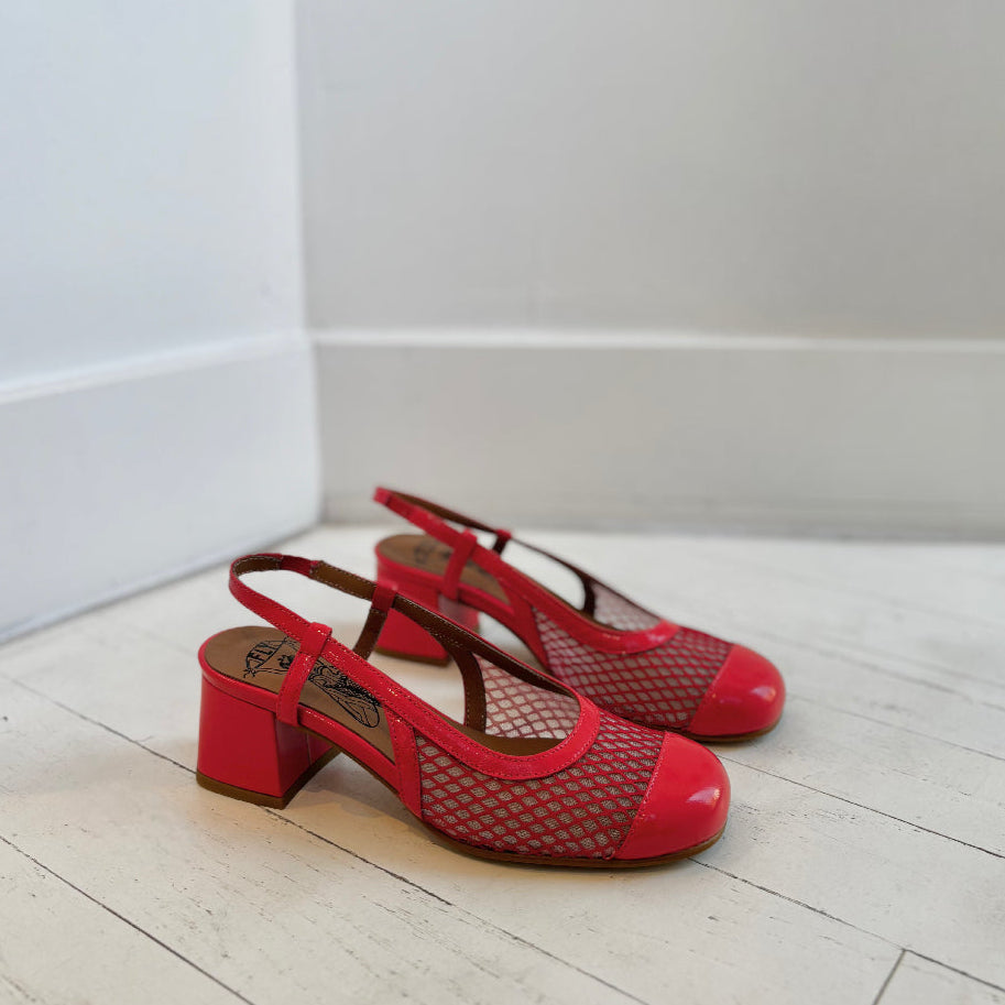 FLY LONDON - SOKI SLINGBACK PUMP IN SCARLET RED LEATHER