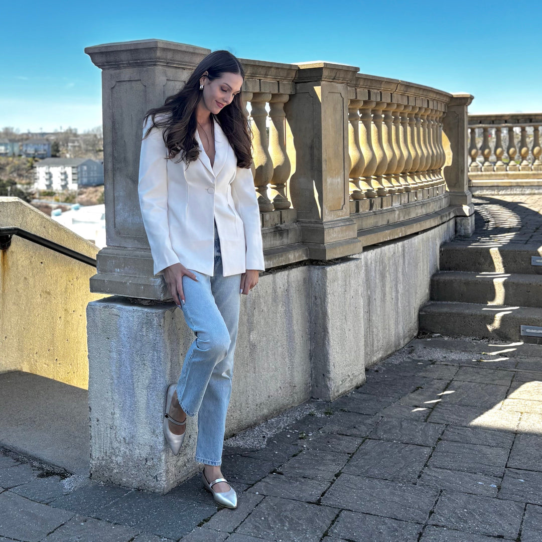 FLY LONDON - SULN MARY-JANE FLAT IN SILVER METALLIC LEATHER