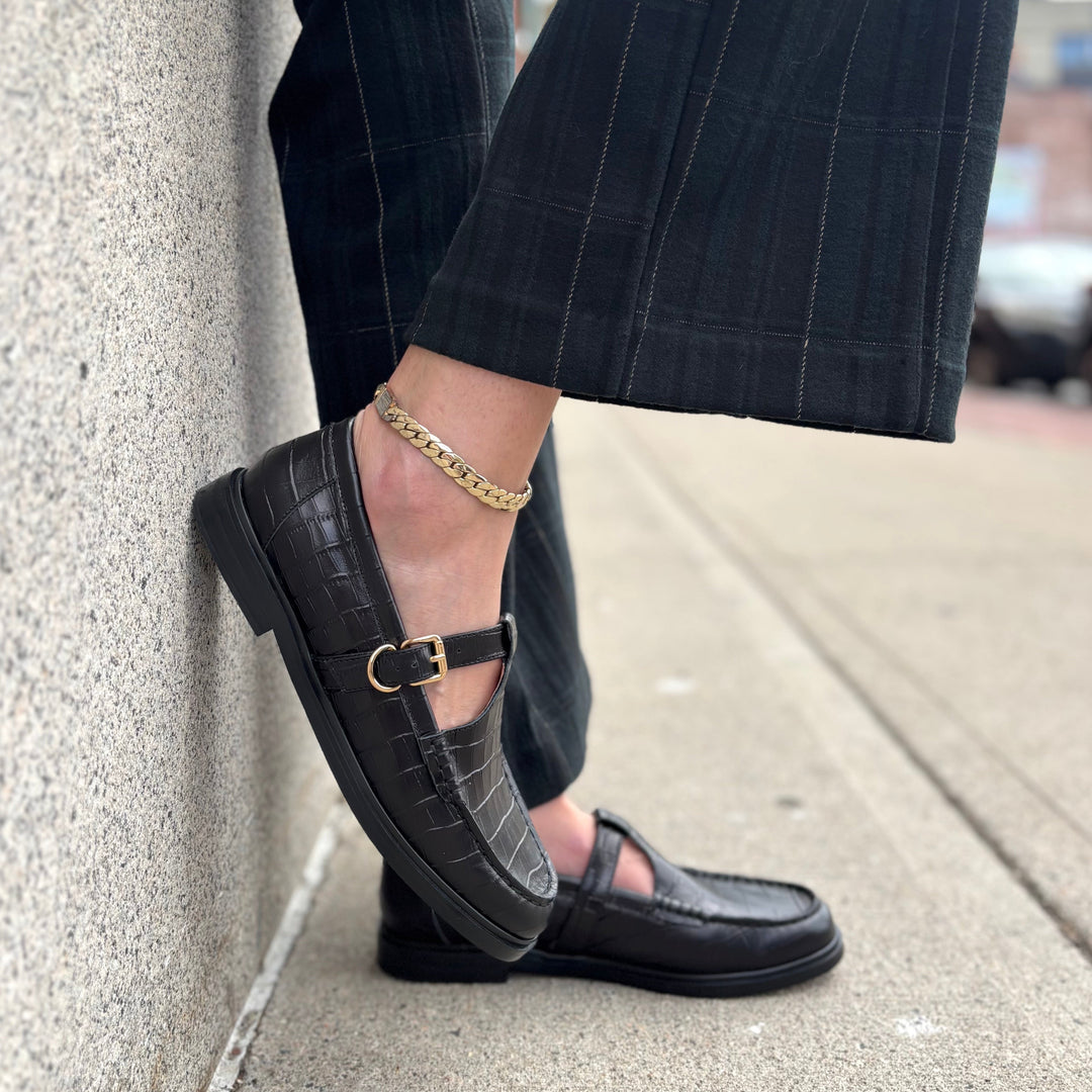 MOLLINI - GAHLA LOAFER IN BLACK CROC LEATHER