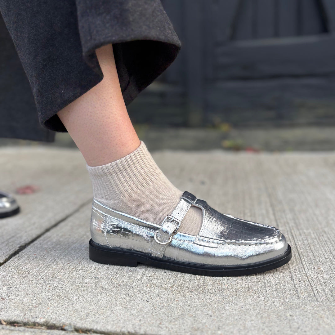 MOLLINI - GAHLA LOAFER IN SILVER CROCO LEATHER