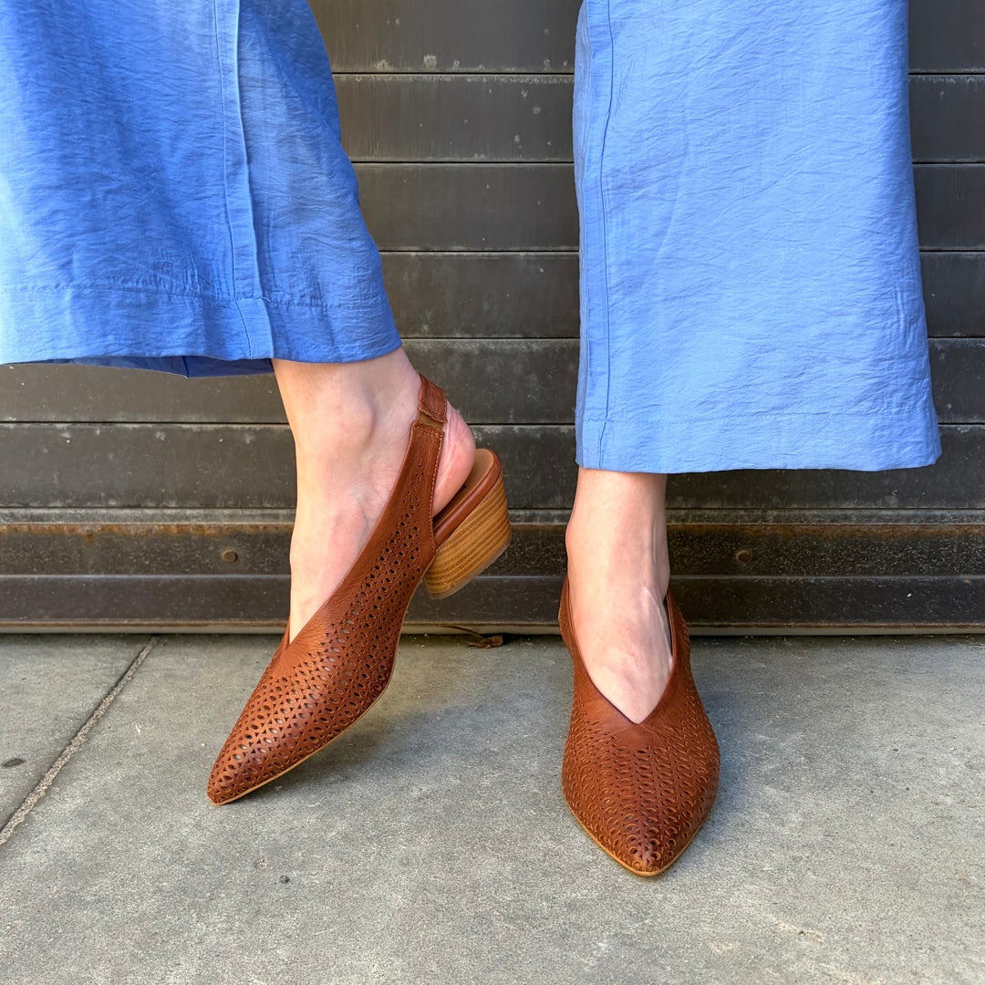 MIZ MOOZ - HANSEL SLING BACK PUMP IN BRANDY LEATHER