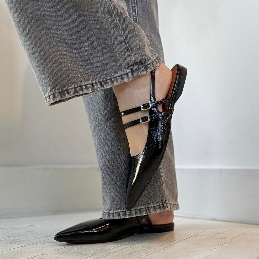 VAGABOND - HERMINE SLINGBACK FLAT IN BLACK PATENT LEATHER