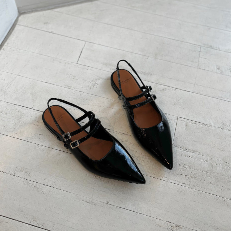 VAGABOND - HERMINE SLINGBACK FLAT IN BLACK PATENT LEATHER
