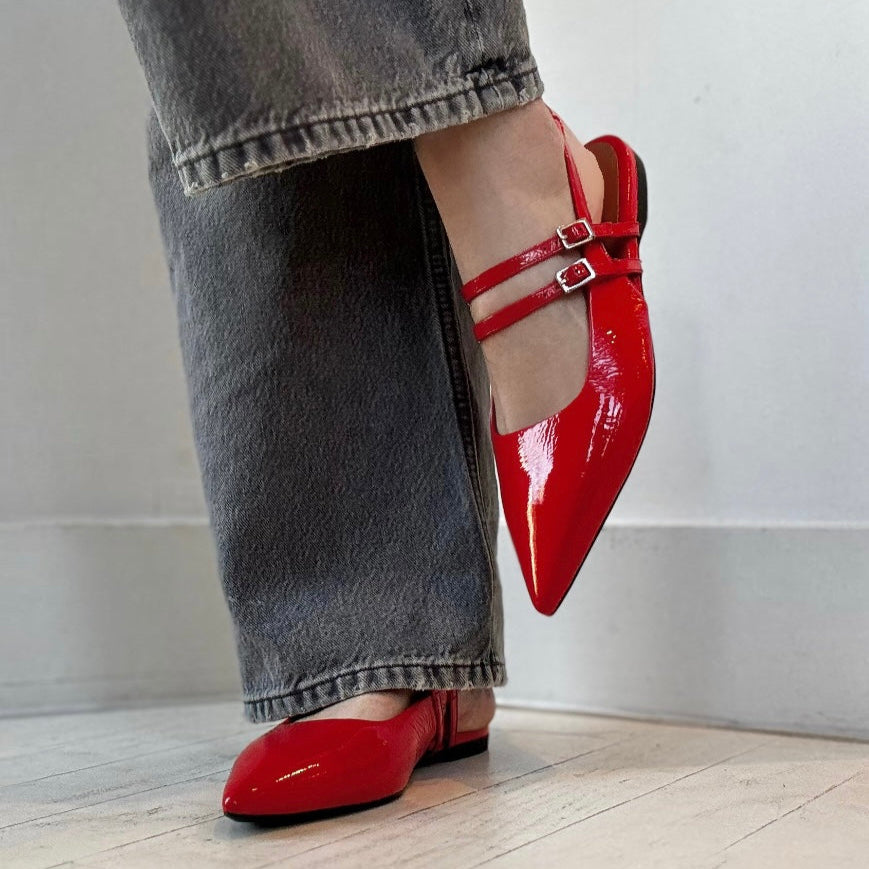 VAGABOND - HERMINE SLINGBACK FLAT IN RED PATENT LEATHER