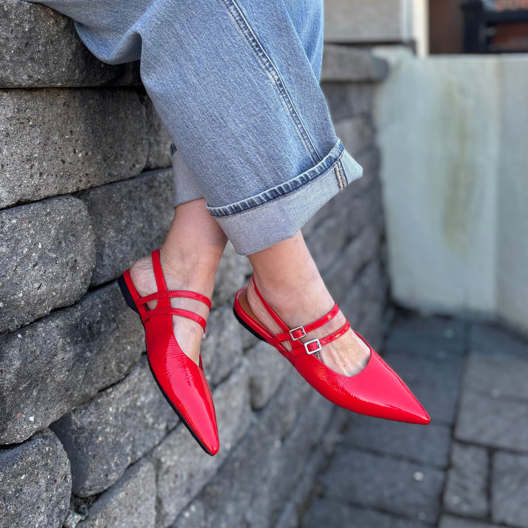 VAGABOND - HERMINE SLINGBACK FLAT IN RED PATENT LEATHER