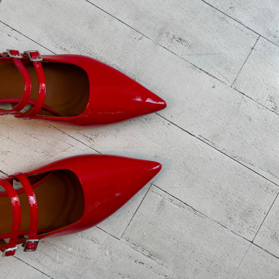 VAGABOND - HERMINE SLINGBACK FLAT IN RED PATENT LEATHER