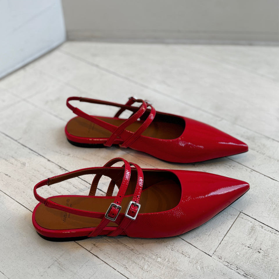 VAGABOND - HERMINE SLINGBACK FLAT IN RED PATENT LEATHER