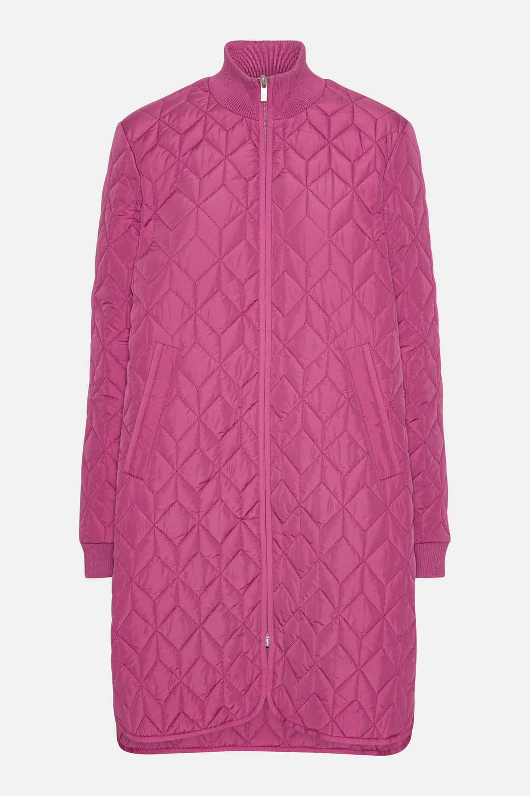 ILSE JACOBSEN - LONG PADDED QUILTED COAT IN MAGENTA HAZE ART06