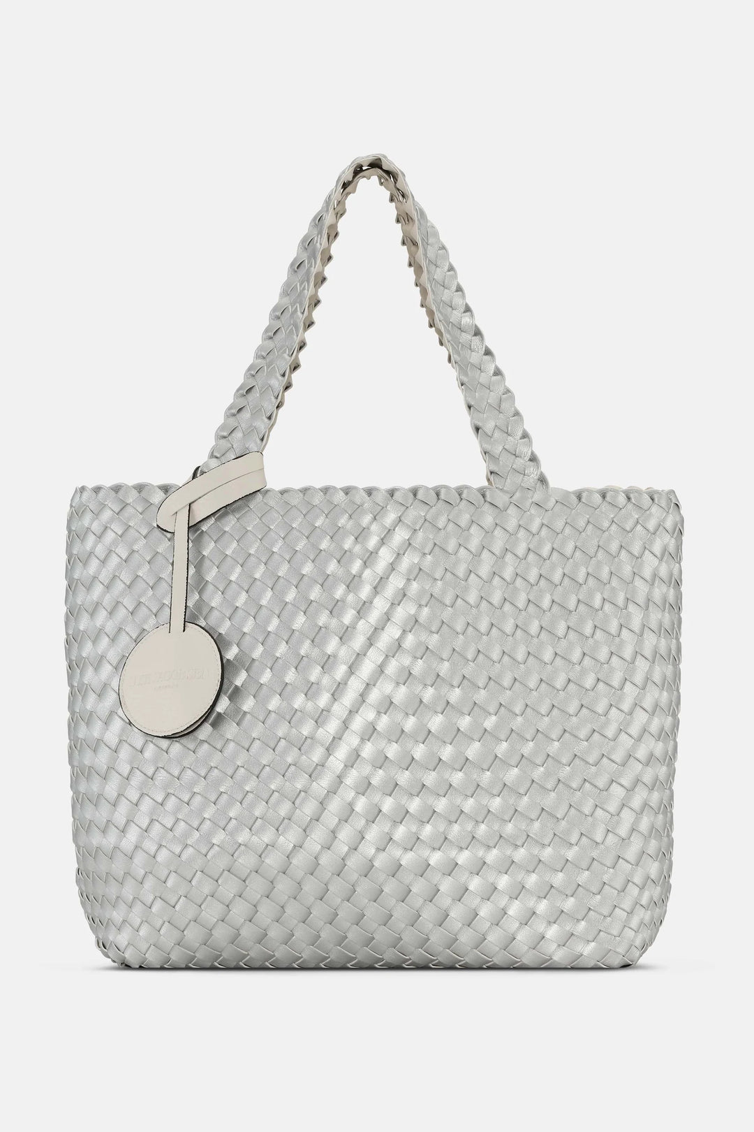ILSE JACOBSEN - REVERSIBLE TOTE BAG IN EGG WHITE/SILVER SYNTHETIC LEATHER
