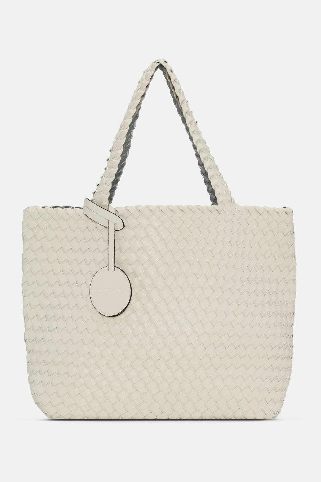 ILSE JACOBSEN - REVERSIBLE TOTE BAG IN EGG WHITE/SILVER SYNTHETIC LEATHER