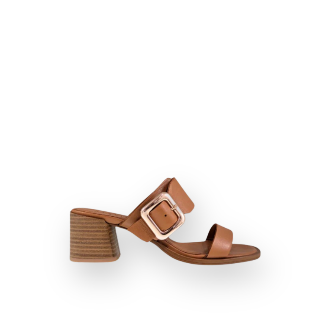 ATELIERS - DANTE HEELED SANDAL IN TAN LEATHER