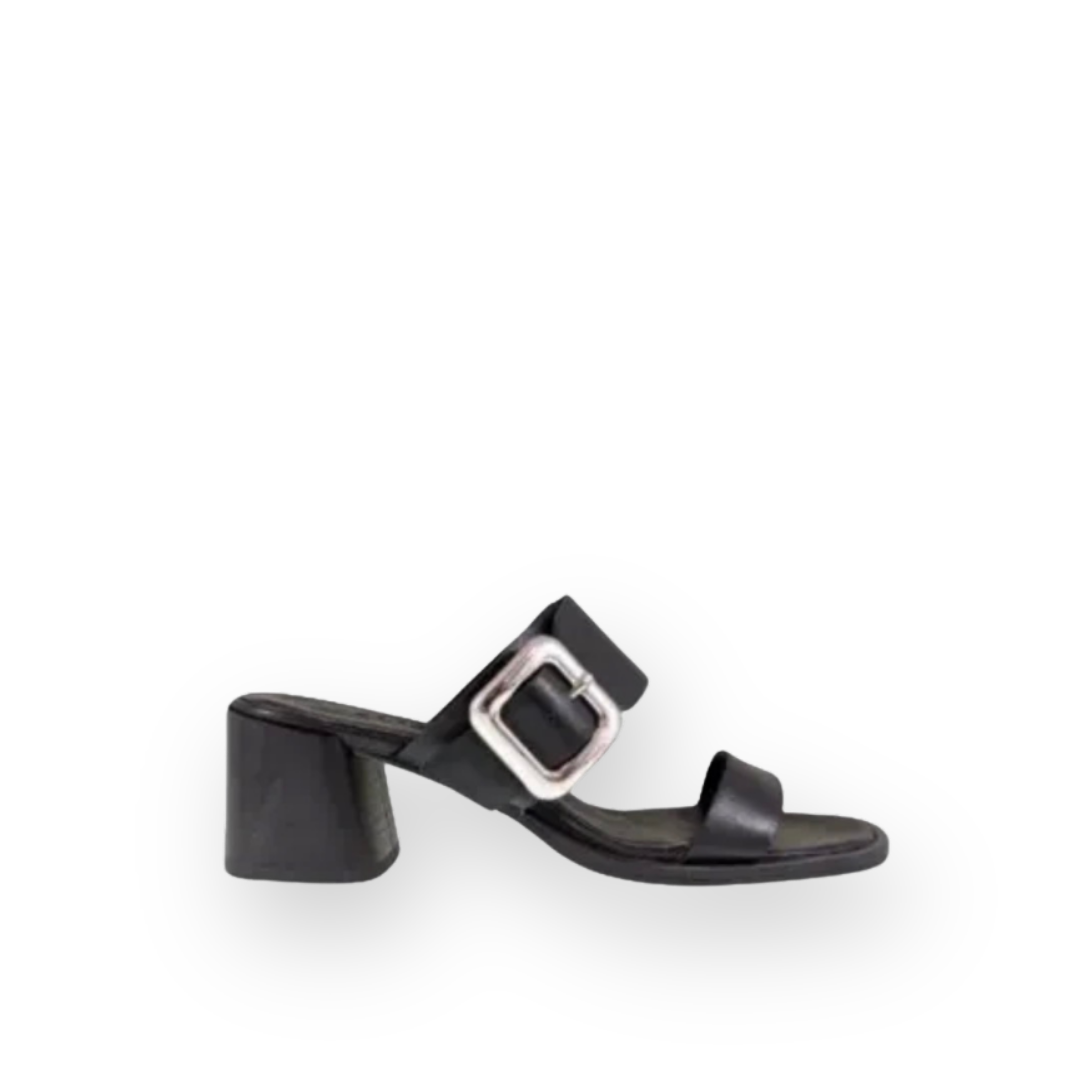 ATELIERS - DANTE HEELED SANDAL IN BLACK LEATHER