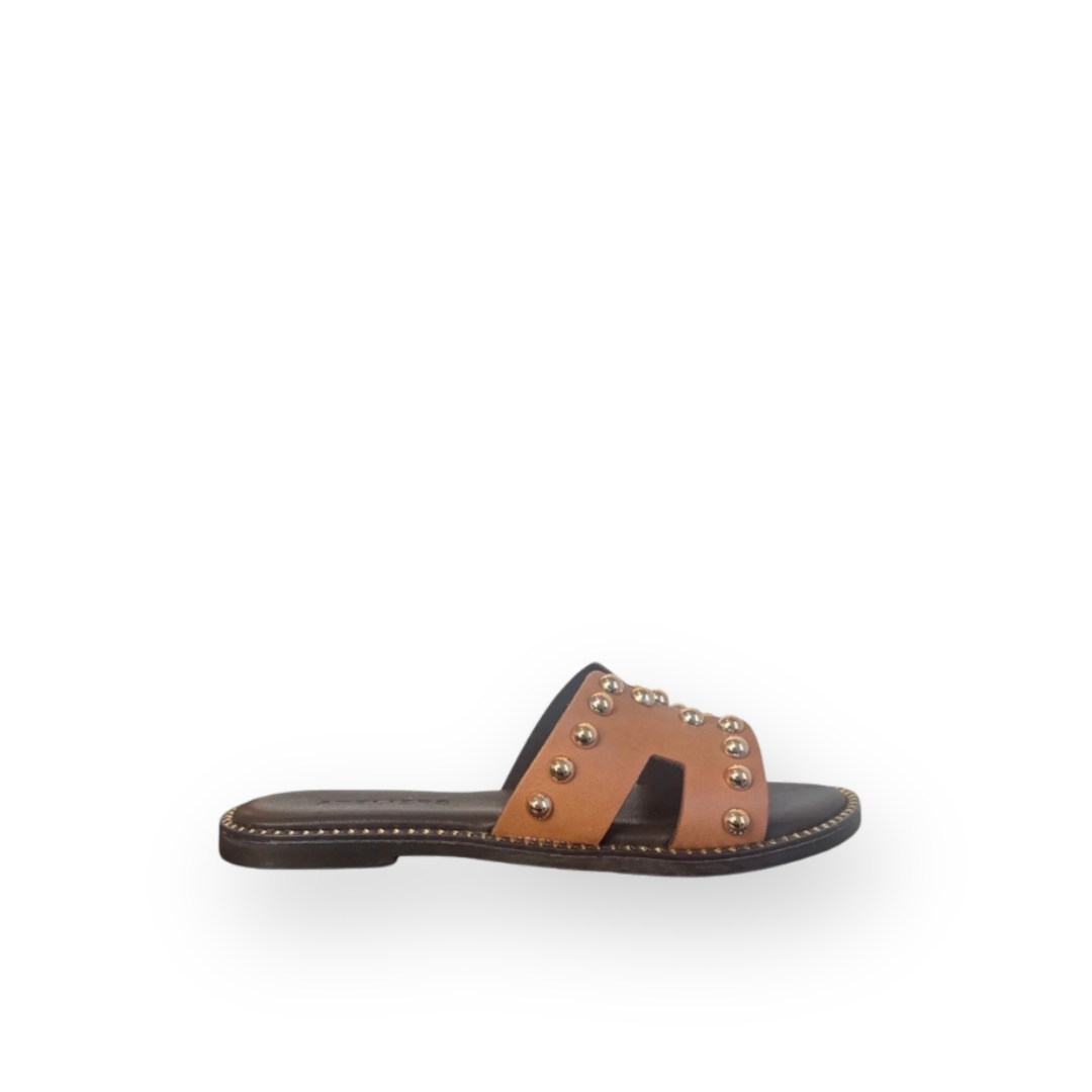 ATELIERS - FOLLIE SLIDE SANDAL IN TAN LEATHER