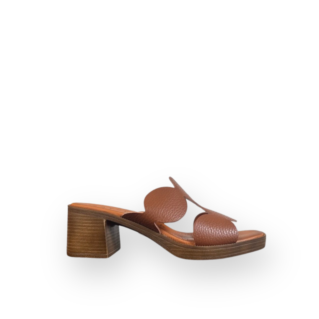 ATELIERS - DELLA HEELED SANDAL IN TAN LEATHER