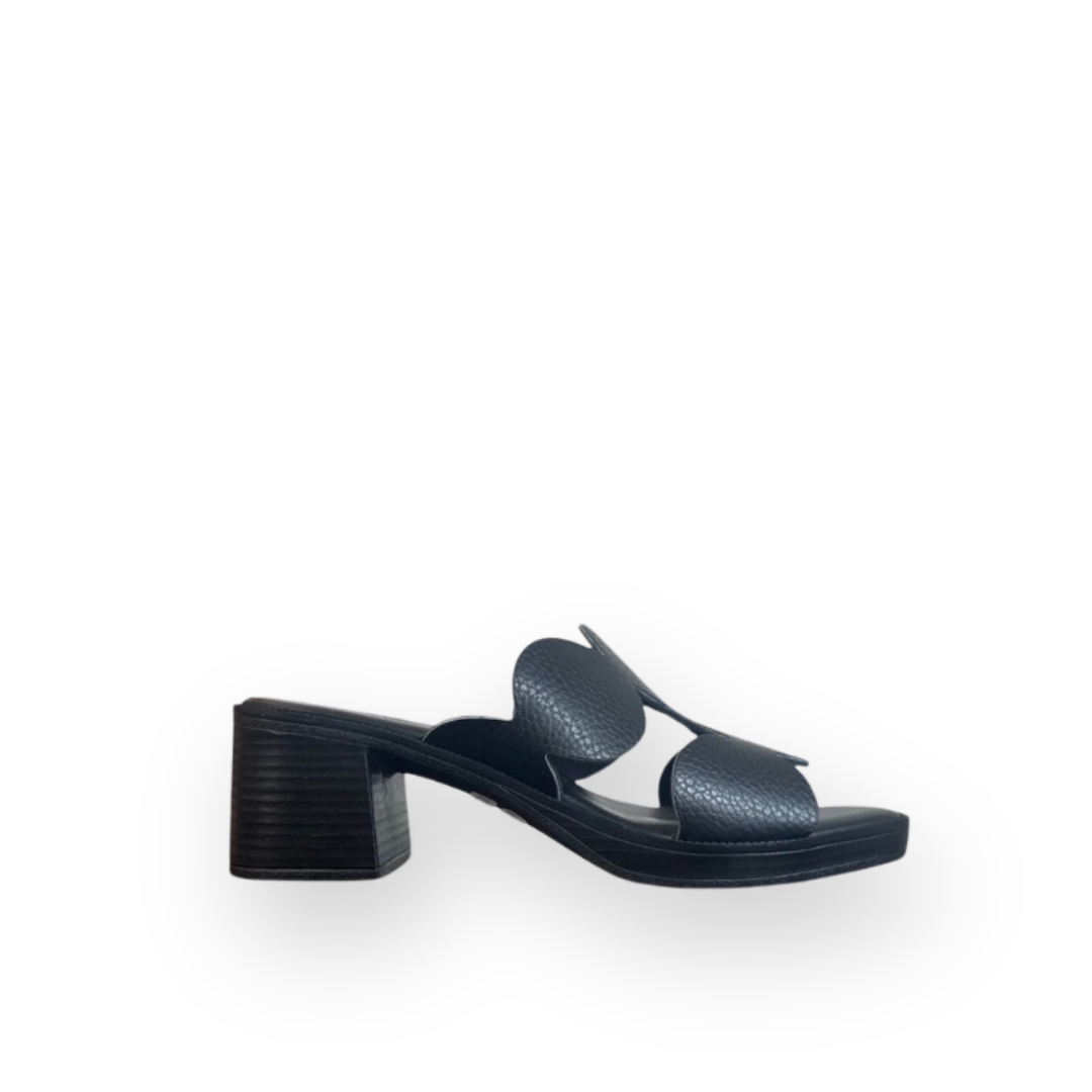 ATELIERS - DELLA HEELED SANDAL IN BLACK LEATHER