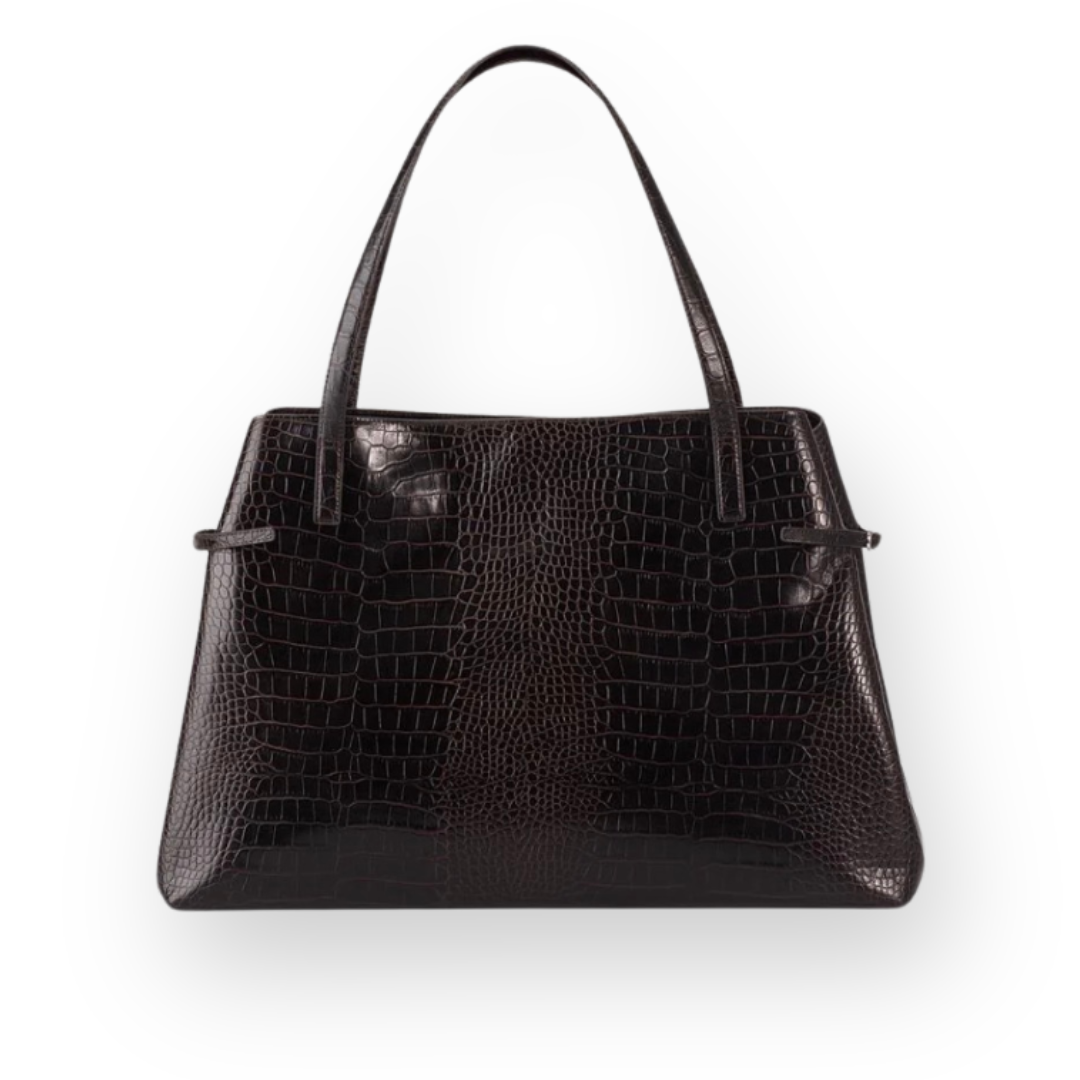VAGABOND SHOEMAKERS - CANNES TOTE BAG IN CHOCOLATE CROCO LEATHER