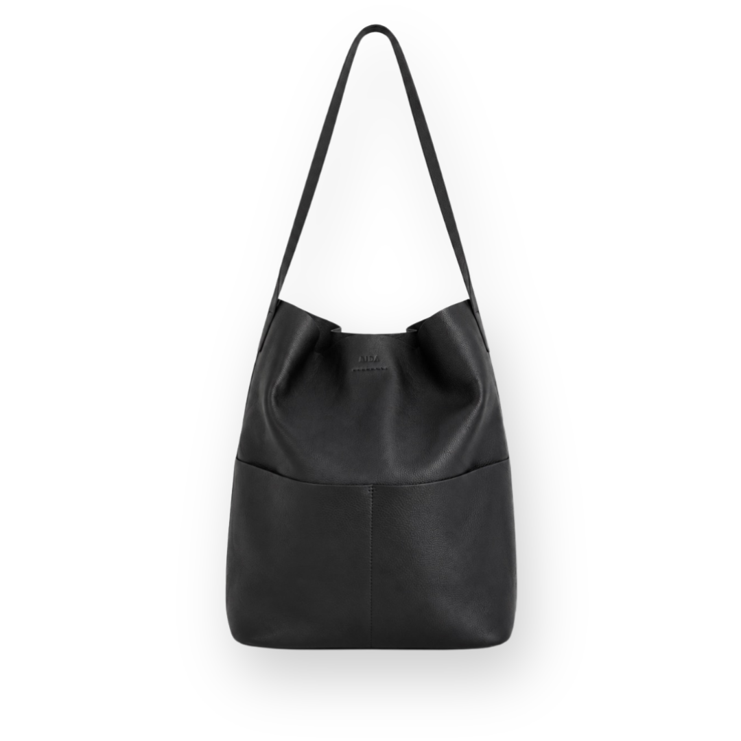 RISA - LILA POCKET TOTE BAG IN MOONLIGHT BLUE LEATHER