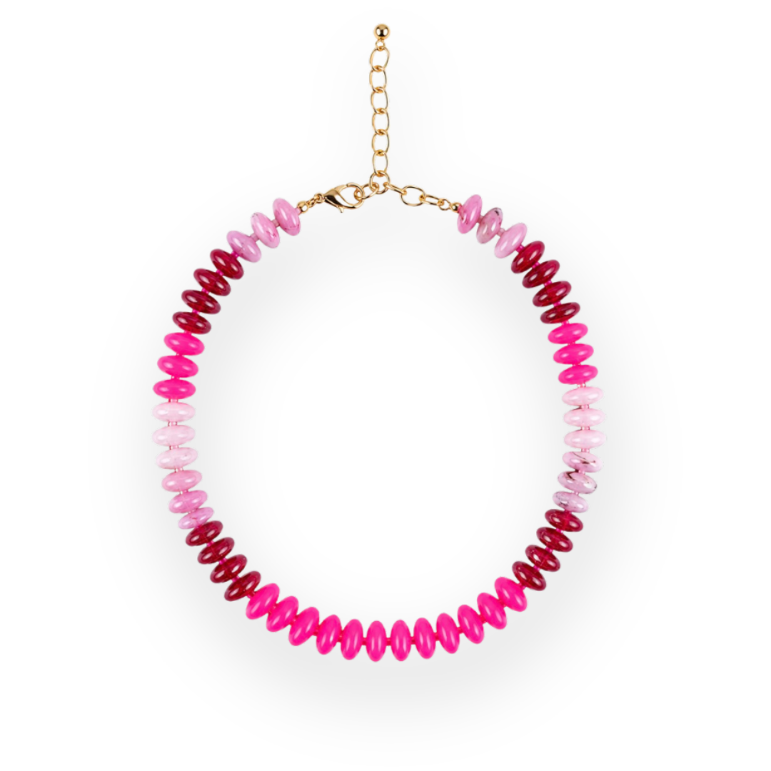 FREM - OMBRE RESIN BEAD NECKLACE IN PINK MULTI