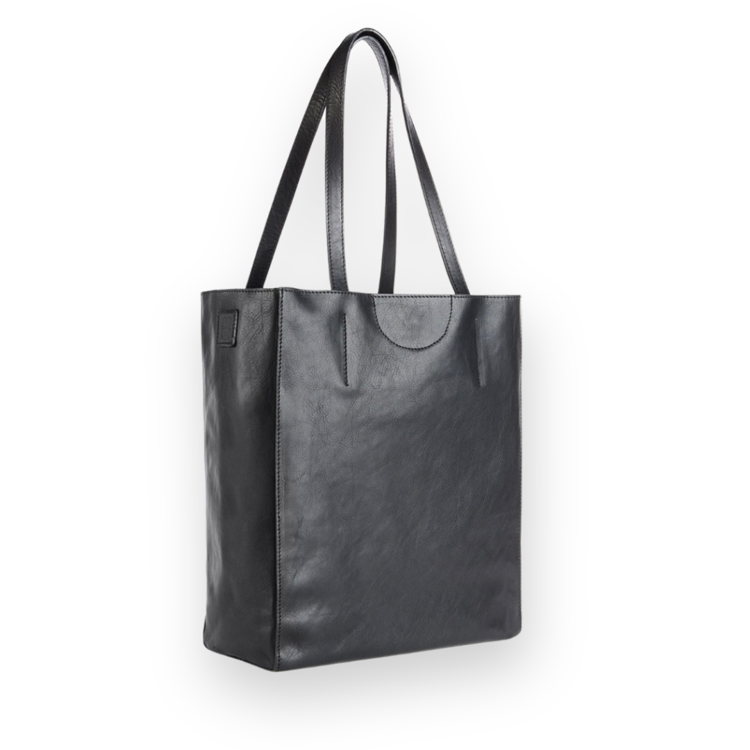 BRAVE LEATHER - GIOVANA LEATHER TOTE IN VERY BLACK