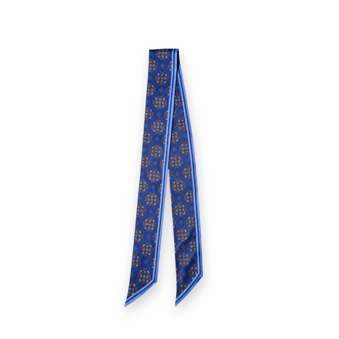 PALM PALM - DALLAS TWILLIE SCARF IN BLUE MULTI SILK