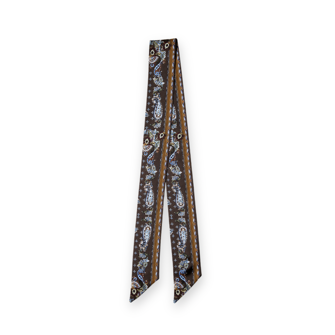 PALM PALM - DONNA TWILLIE SCARF IN BLUE/BLACK MULTI SILK