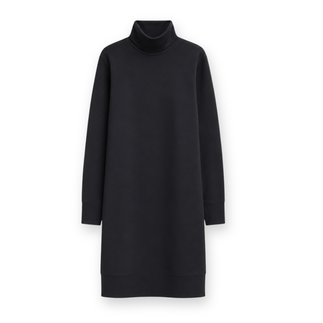 MPG SPORT - DREAMWEAVE LONG SLEEVE MOC DRESS IN BLACK