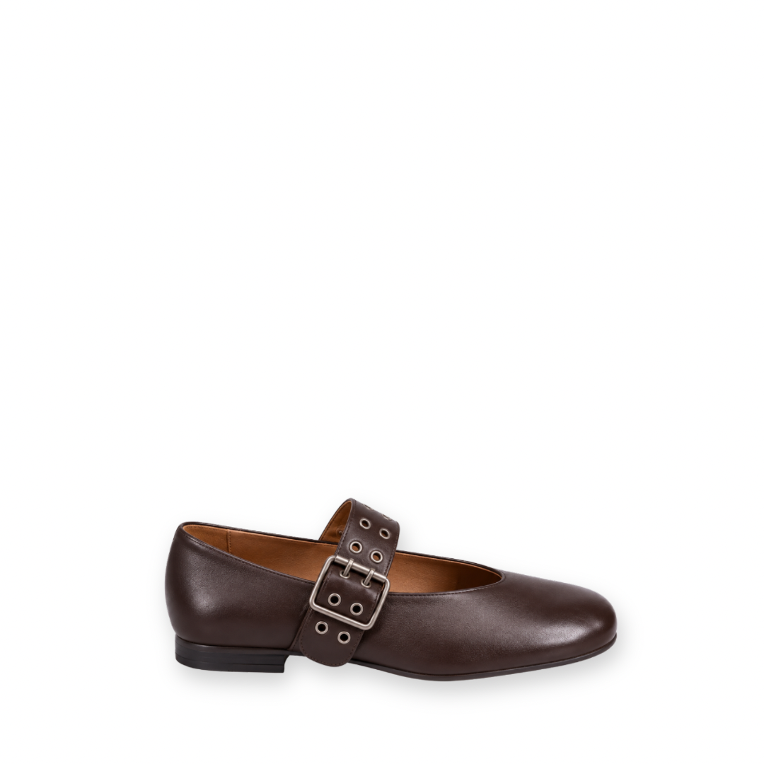 MIZ MOOZ - ZEPHYR MARY-JANE FLAT IN BROWN LEATHER