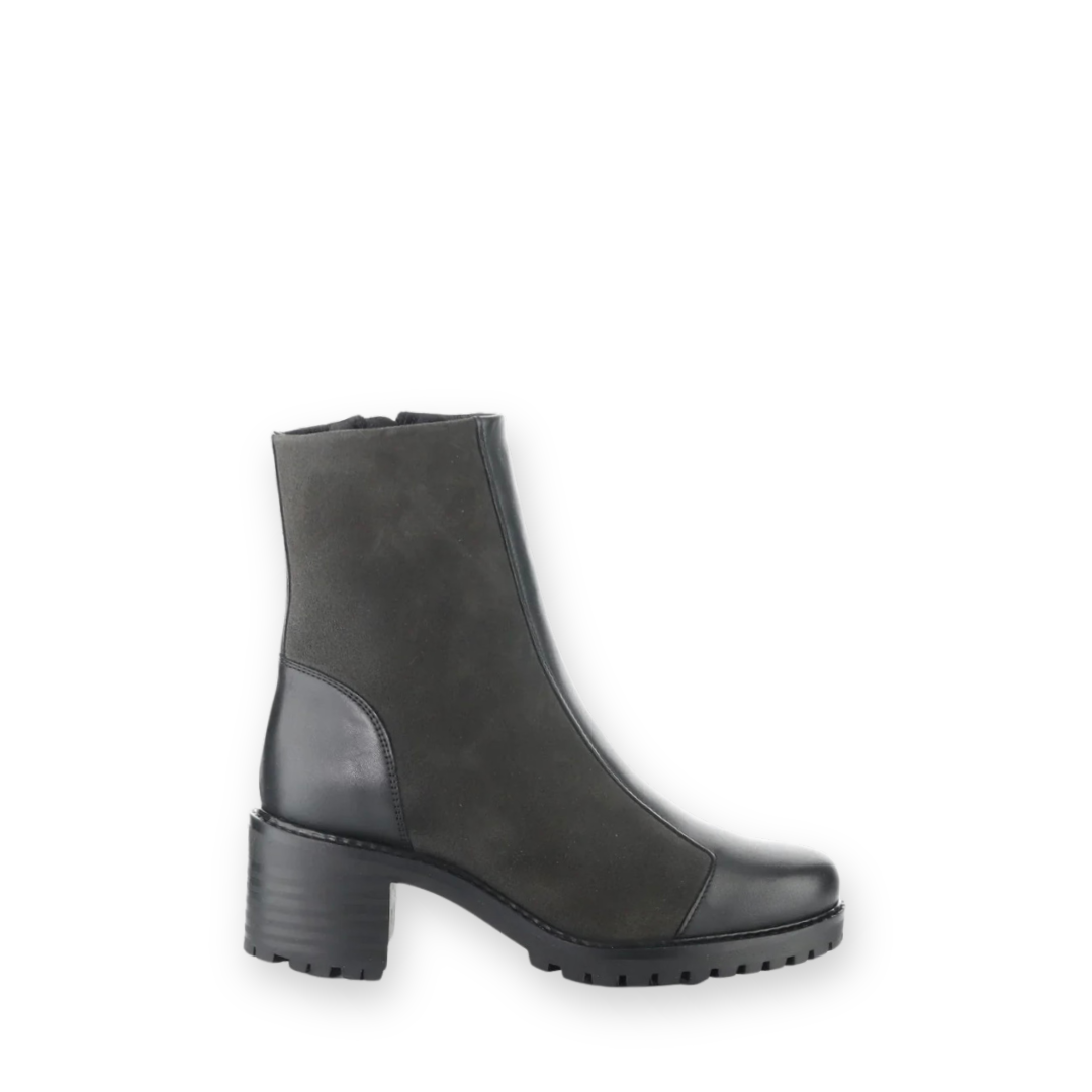 BOS & CO - INGRID BOOT IN ANTHRACITE SUEDE/BLACK LEATHER