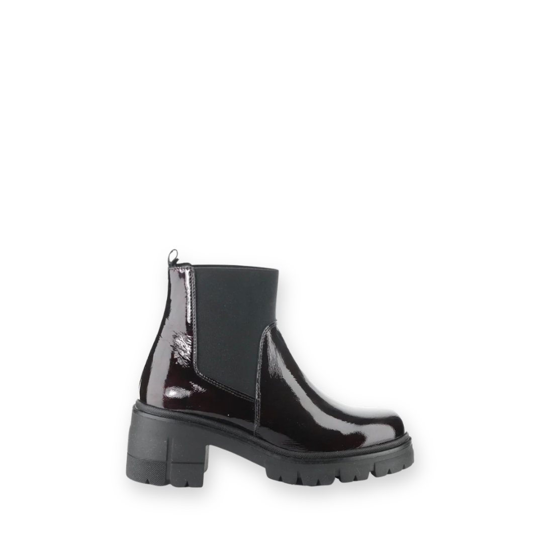 BOS & CO - BIANC BOOTIE IN BORDO PATENT LEATHER
